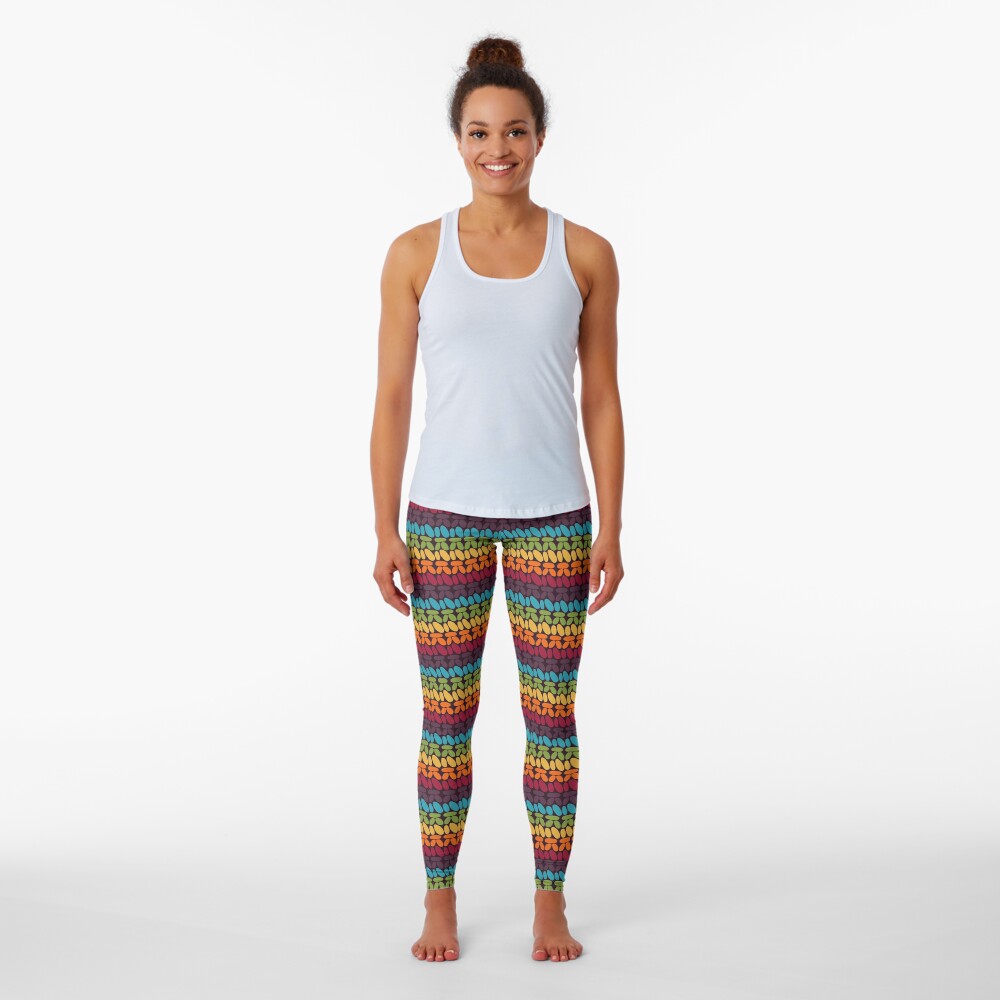 Pseudo crochet pattern with rainbow colors Leggings