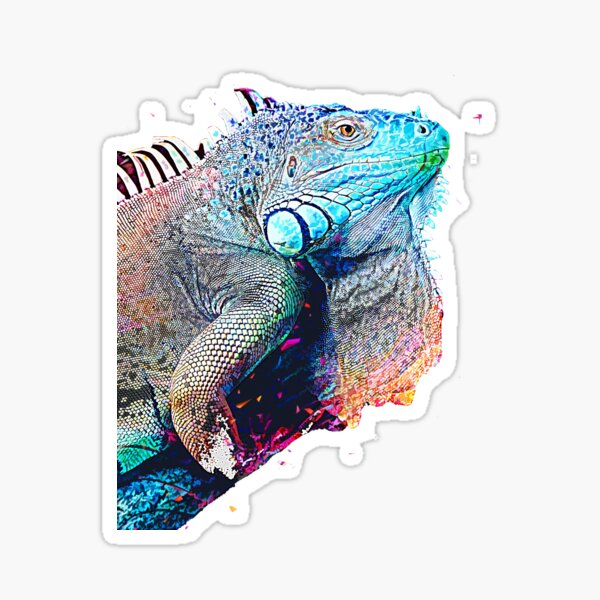 handsome green blue iguana Sticker