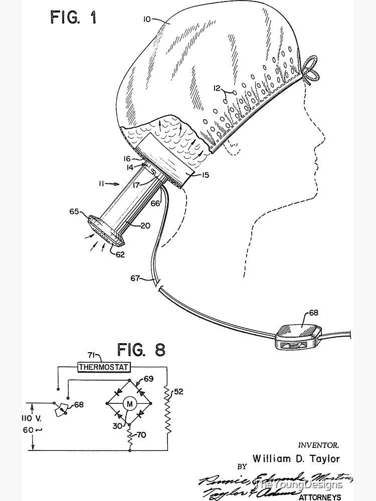 Portable Hair Dryer Vintage Patent Hand Drawing Poster