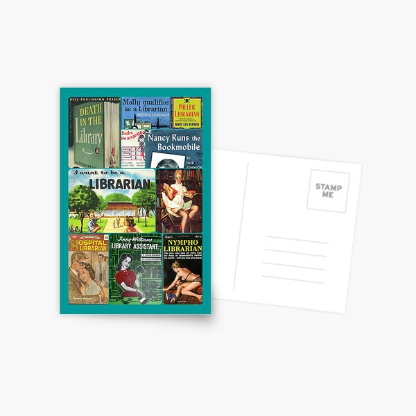 Bibliothekare auf Bücher Postkarte