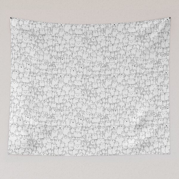 Item preview, Crowd of Cats Black and White designed and sold by DesignsByDB.