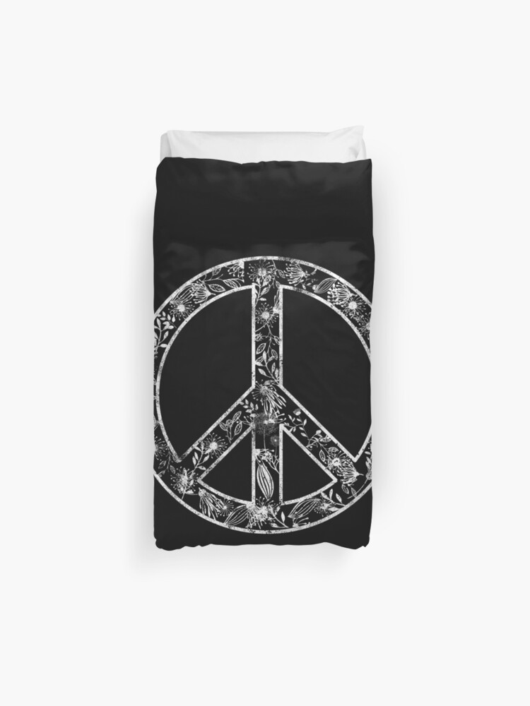 Vintage Girly Flower Peace Sign Duvet Cover By Theglaze Redbubble