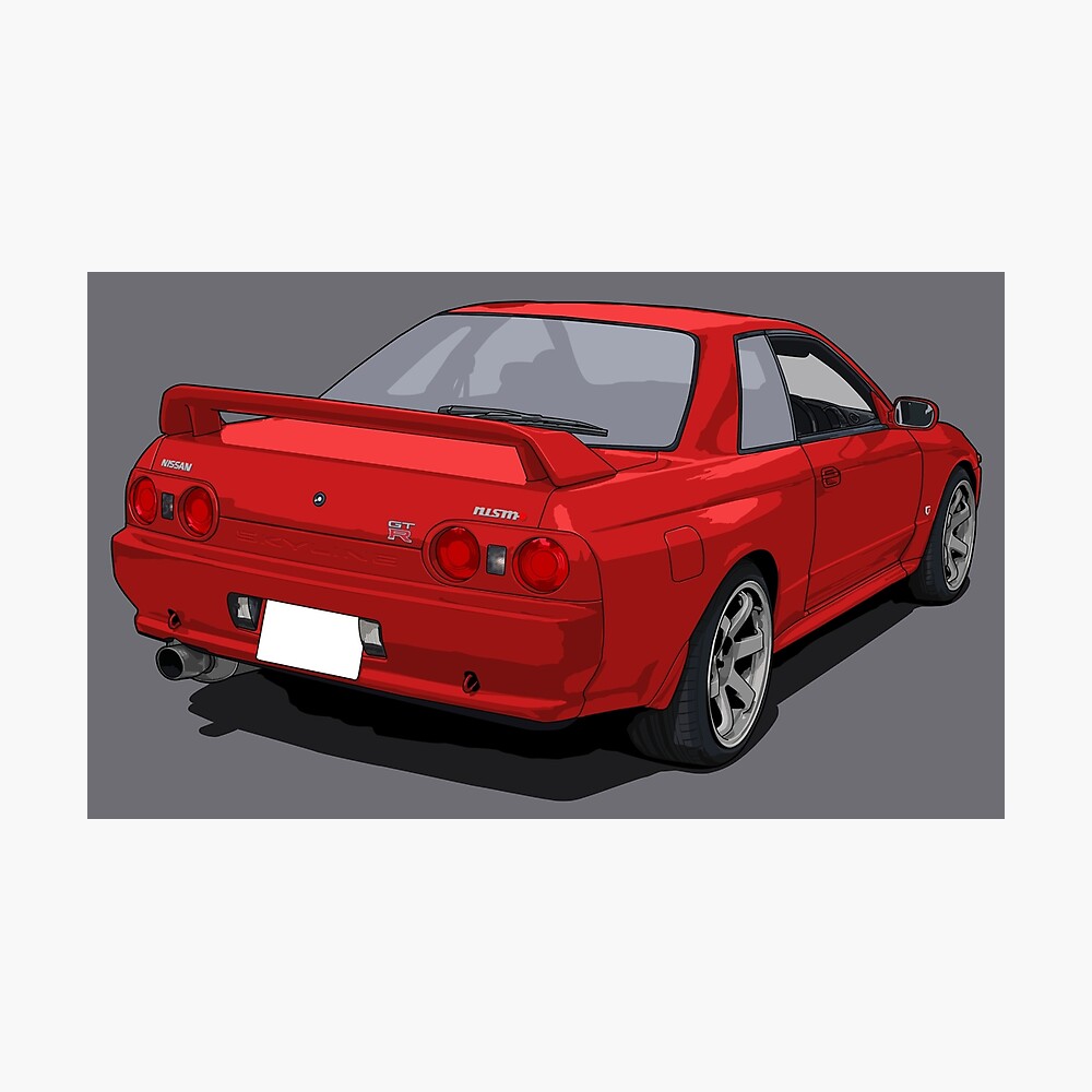 Skyline R32 Gtr Red Poster By Artymotive Redbubble