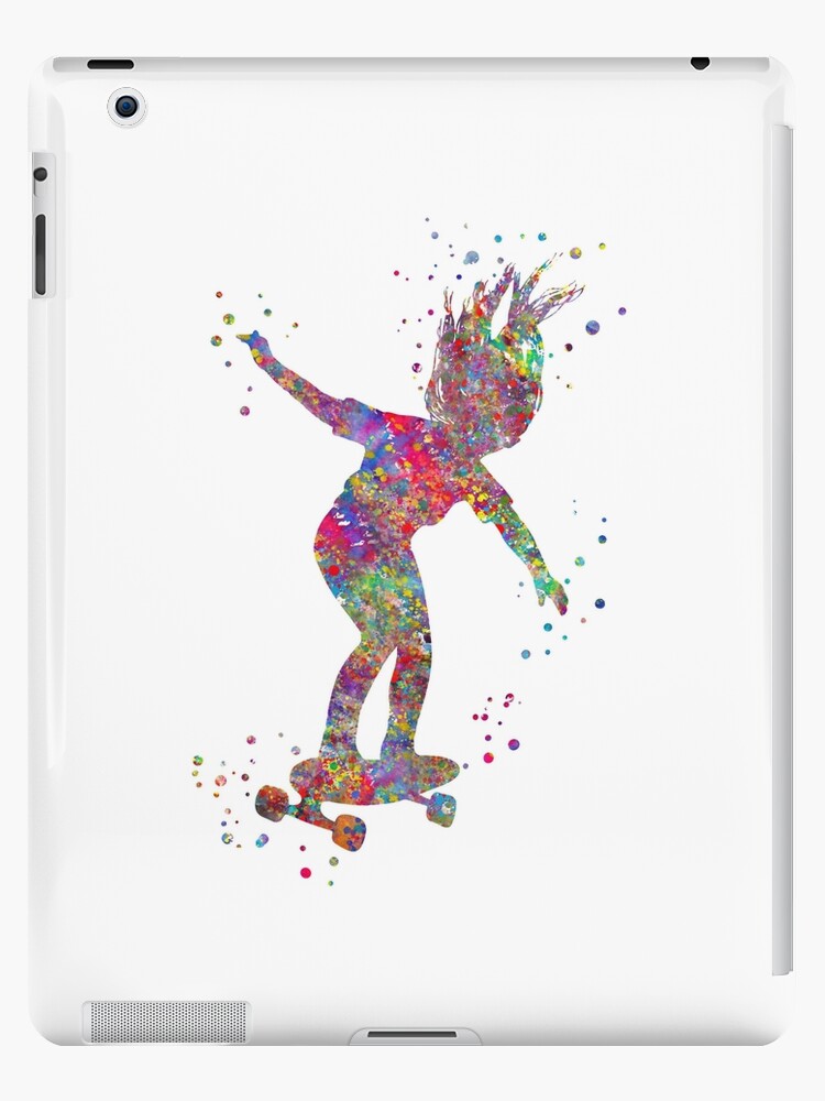 skateboard outdoor street sports skateboard watercolor skater skater art skateboarder skater girl Skateboarding skateboard print