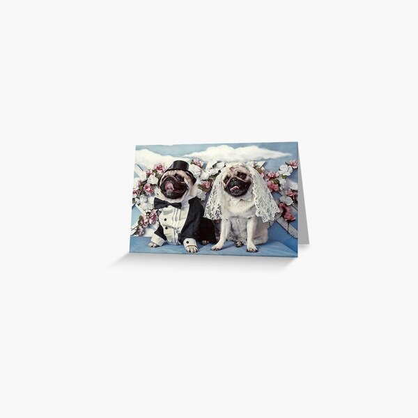 The Wedding Pug Dogs Greeting Card