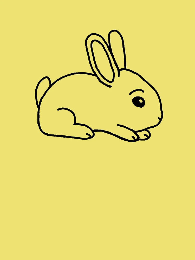 Happy by Elise Gomez drawing of a rabbit with colored ears white background  – Havenlight.com