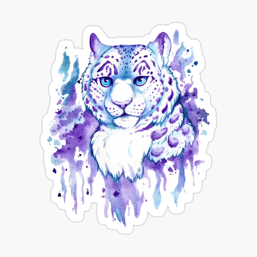 print at home poster Snow Leopard Watercolour art print digital