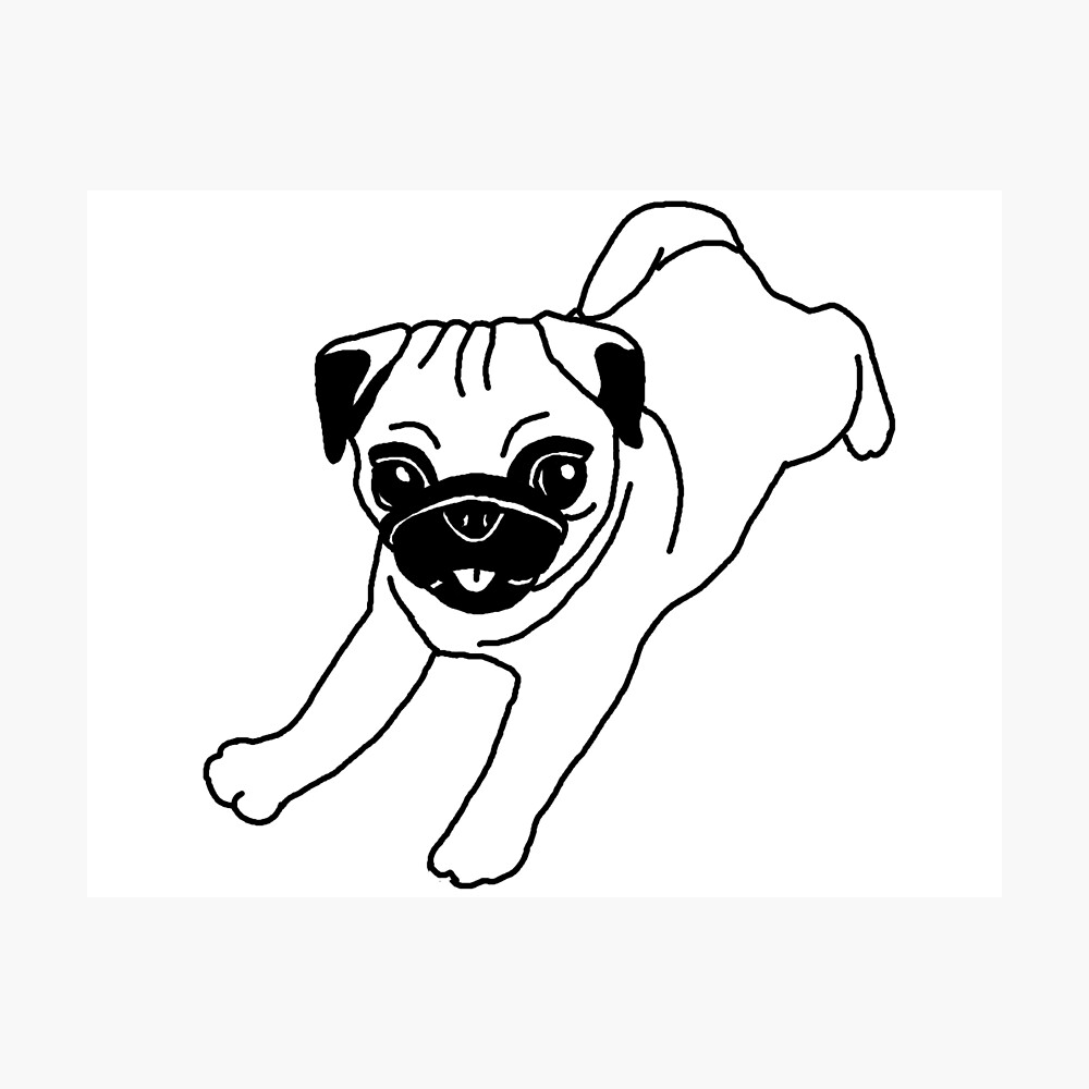 Lámina metálica «Pug, perro, dibujo» de nijess | Redbubble