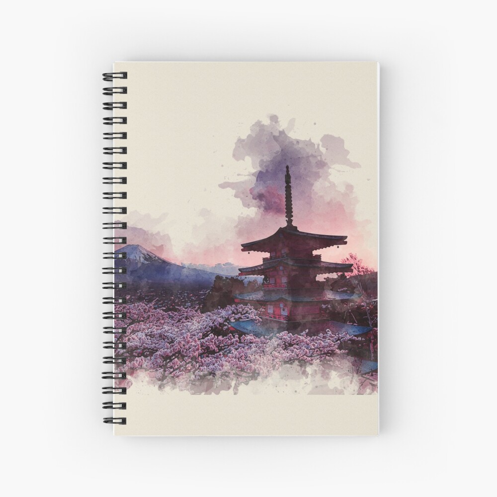 Mount Fuji Japan Watercolor Spiral Notebook By Bokeelee Redbubble