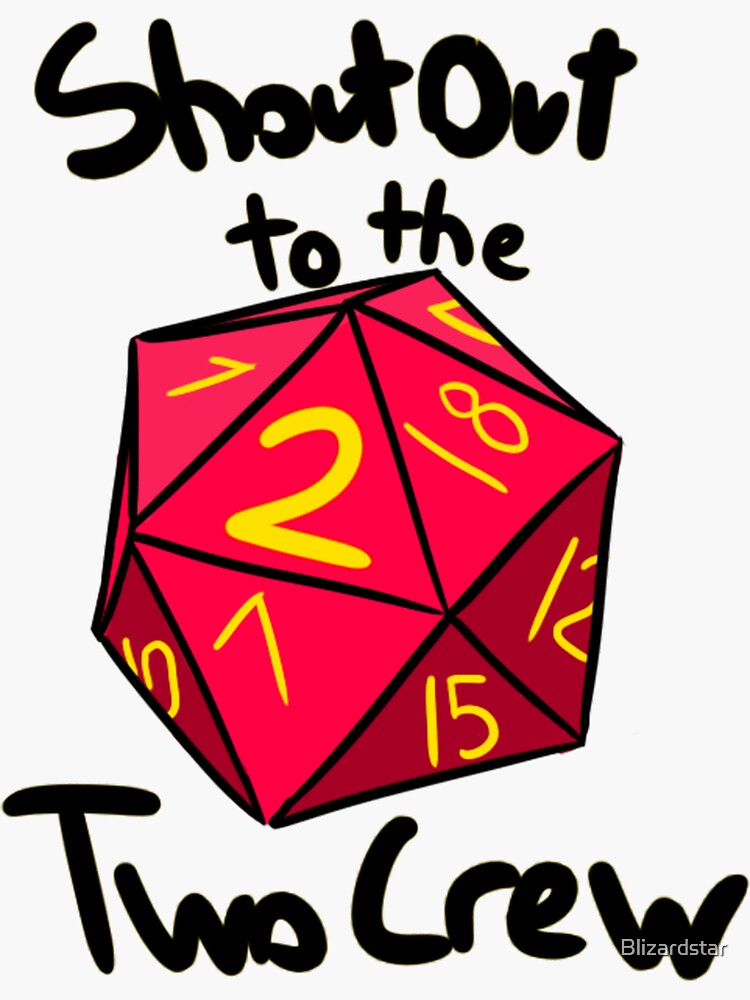 Thumbnail 3 of 3, Sticker, 2crew [Text, No Dice] designed and sold by Blizardstar.