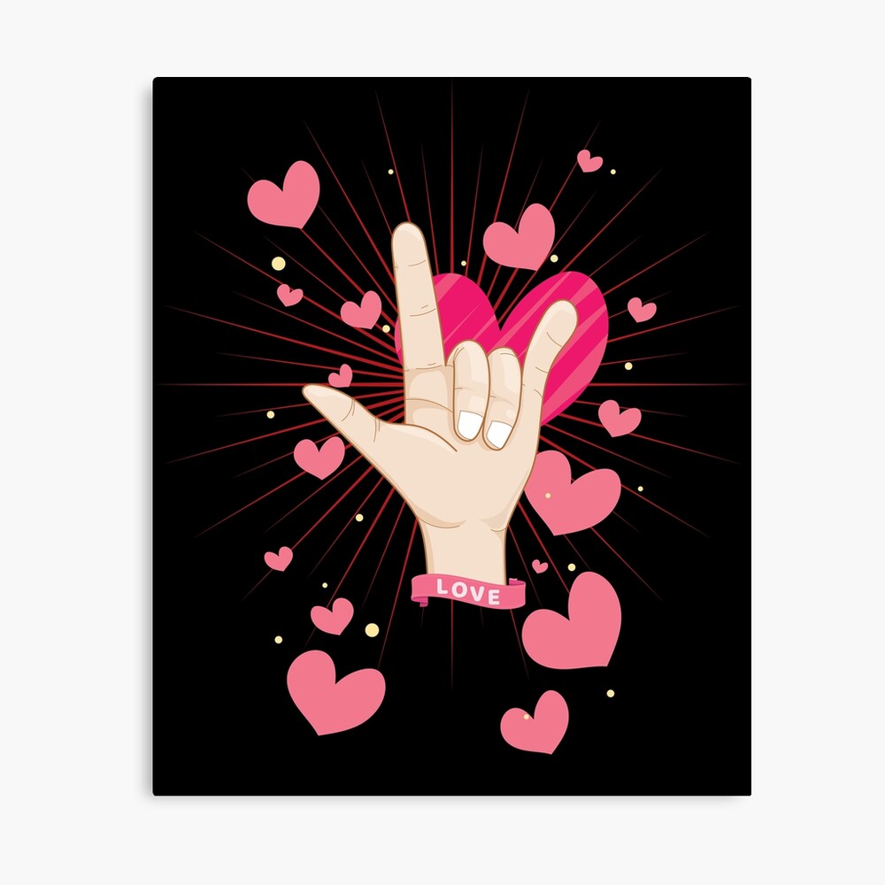 I Love You Asl Sign Cool Asl Sign Language Gift Photographic Print By Leyogi Redbubble