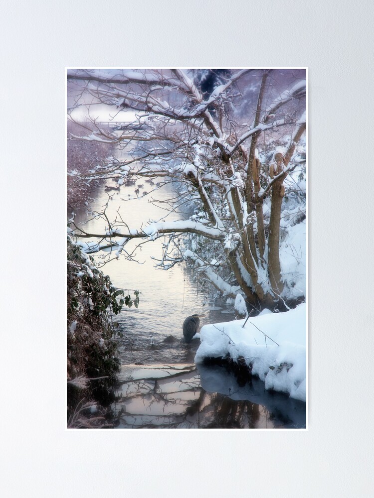 Alternate view of Heron Winter Scene Poster
