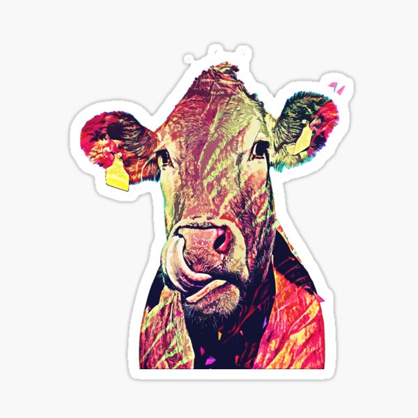 funny cute female cow Sticker