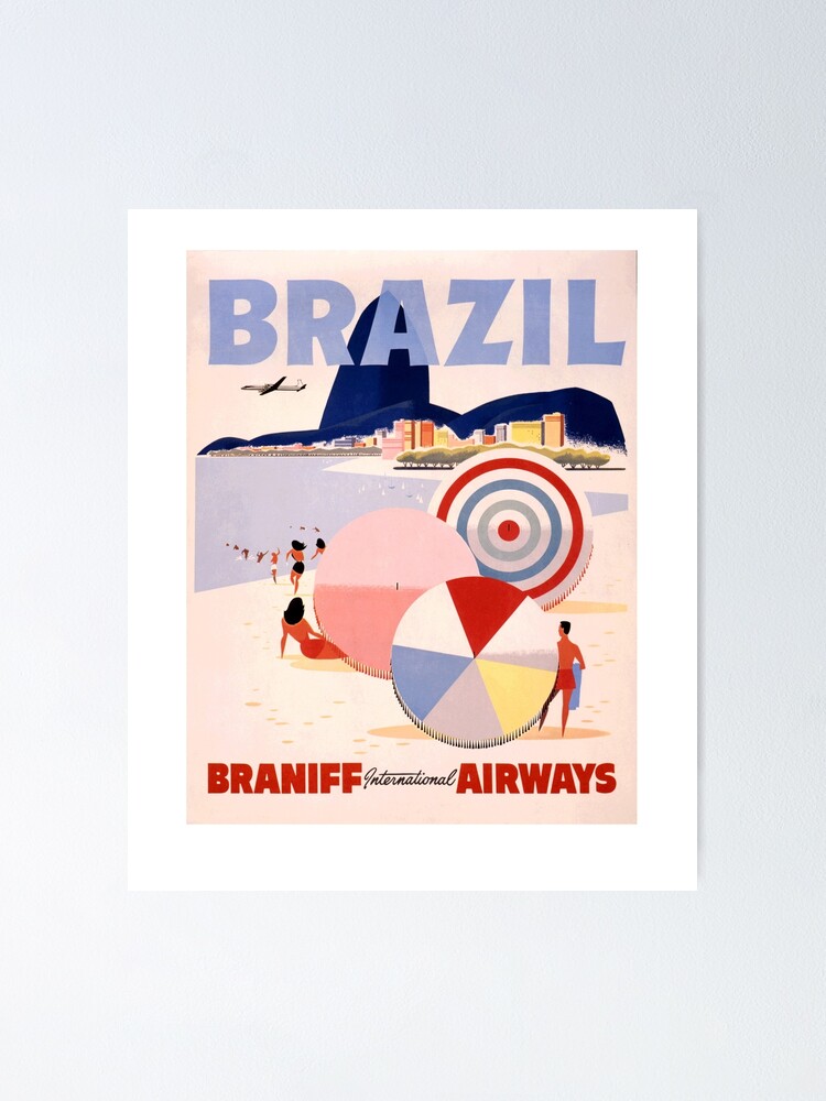 Retro Brazil T-Shirt Vintage Mid Century Travel Poster Art Retro Brazil T-Shirt Vintage Mid Century Travel Poster Art