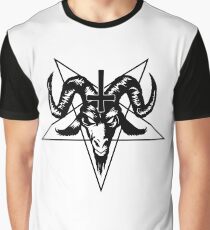 Satanic Goat Head with Pentagram (black) Graphic T-Shirt