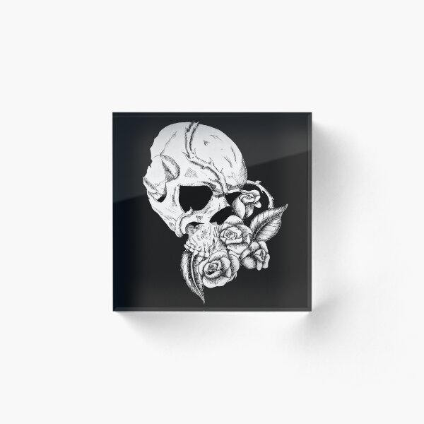 Skull and Roses Acrylic Block