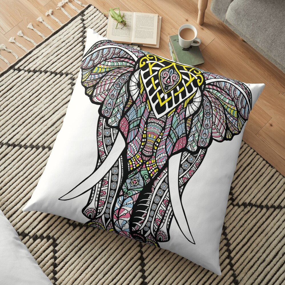 Ornate Elephant Floor Pillow
