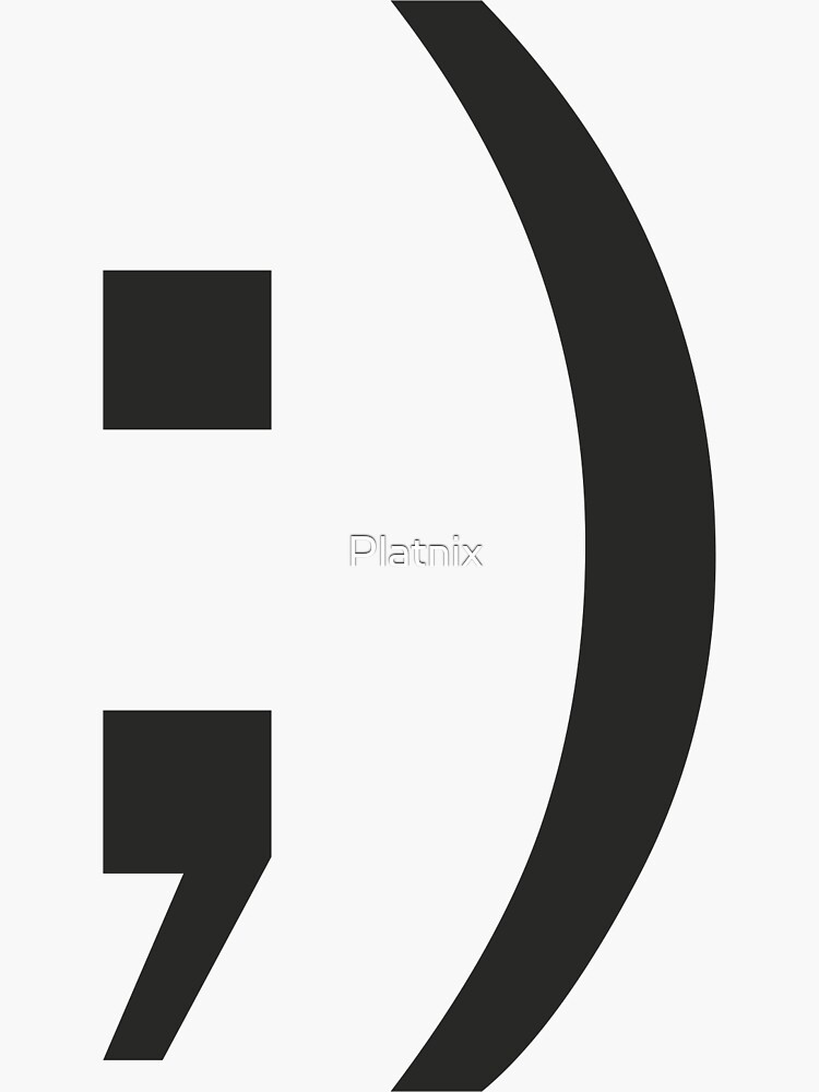 "Winky Face Text Emoticon/Emoji" Sticker by Platnix Redbubble