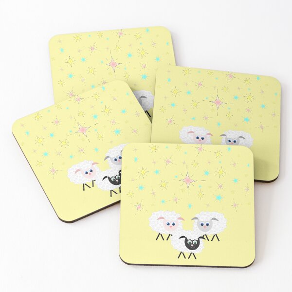 Item preview, Cute & Adorable Cartoon Sheep with Colorful Stars on Lemon Yellow designed and sold by Karen McFarland.