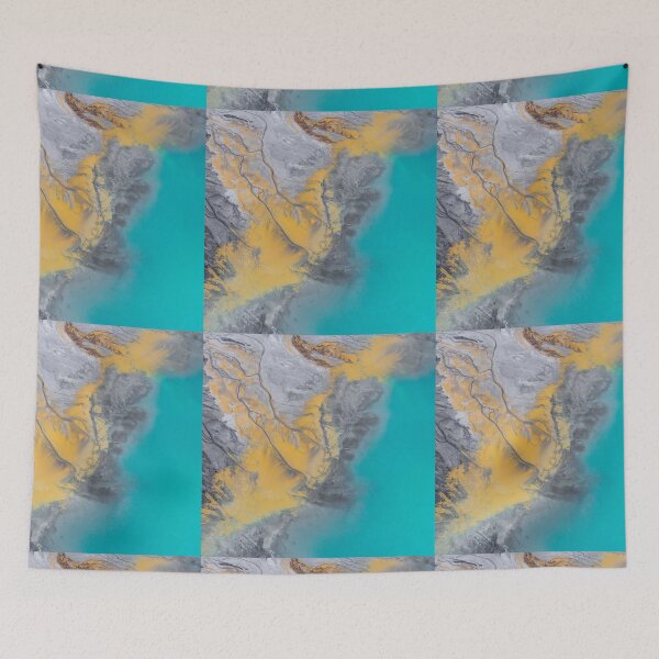 Item preview, Gray and yellow soil near ocean aerial view designed and sold by DelightfulArts.