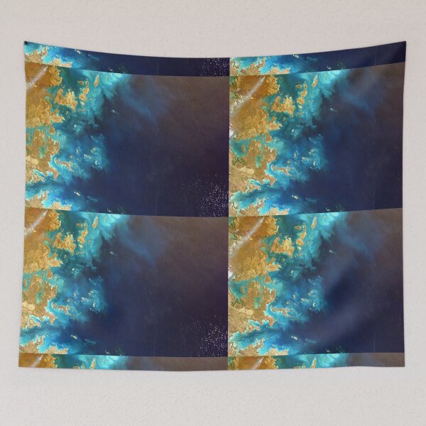 Item preview, Ocean and a brown island aerial  designed and sold by DelightfulArts.