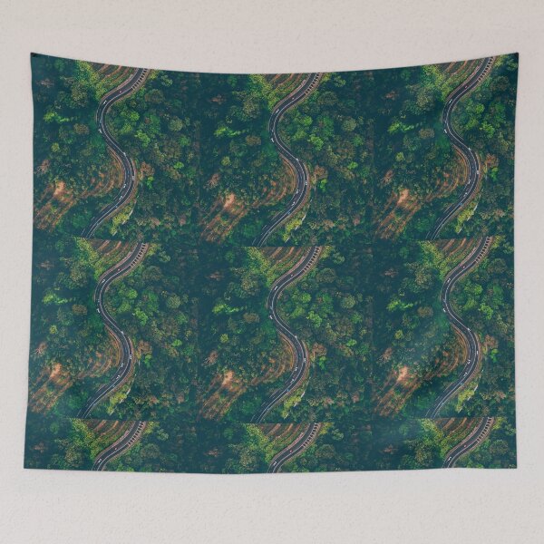 Item preview, Curvy road in dark green forest designed and sold by DelightfulArts.