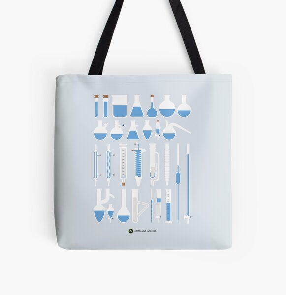 Chemistry Laboratory Glassware All Over Print Tote Bag