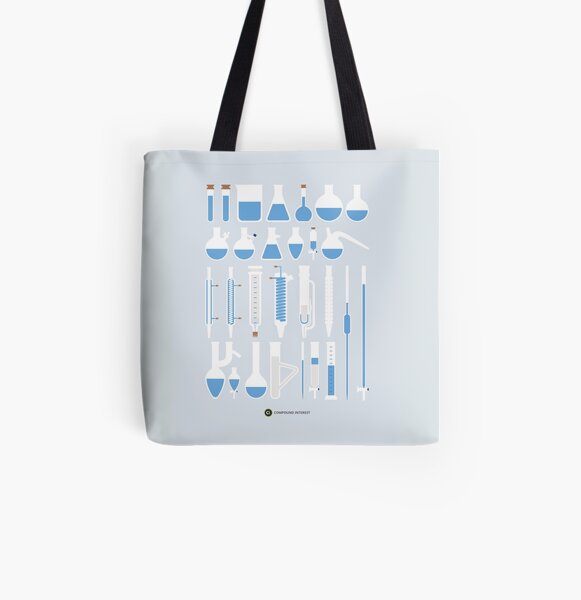 Chemistry Laboratory Glassware All Over Print Tote Bag