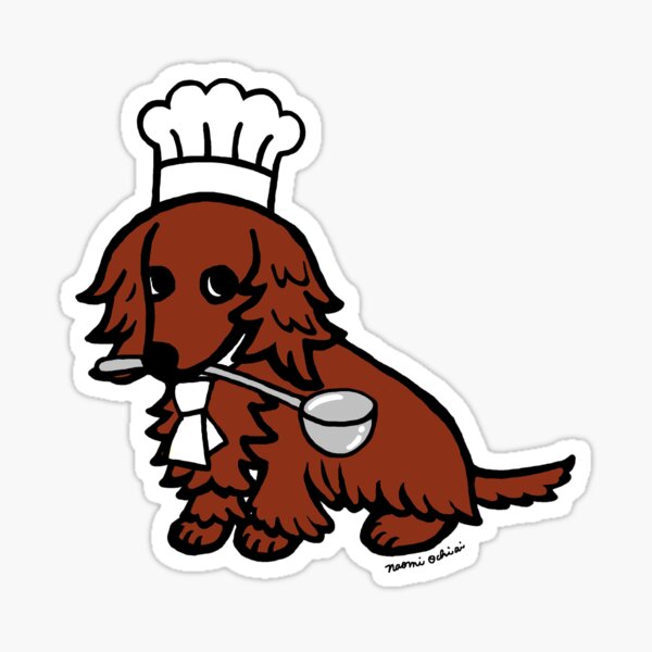 Dachshund Chef Red Long Haired Sticker