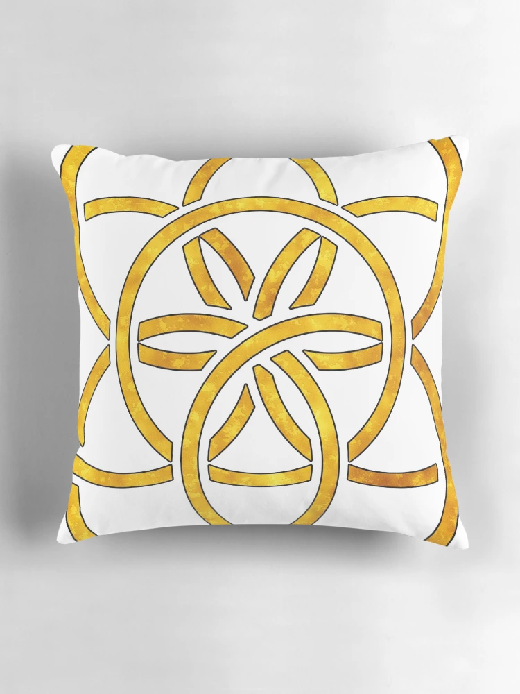 Aperçu 3 sur 4. Coussin avec l'œuvre Bandes d'or [Roufxis-Rb] créée et vendue par RoufXis.