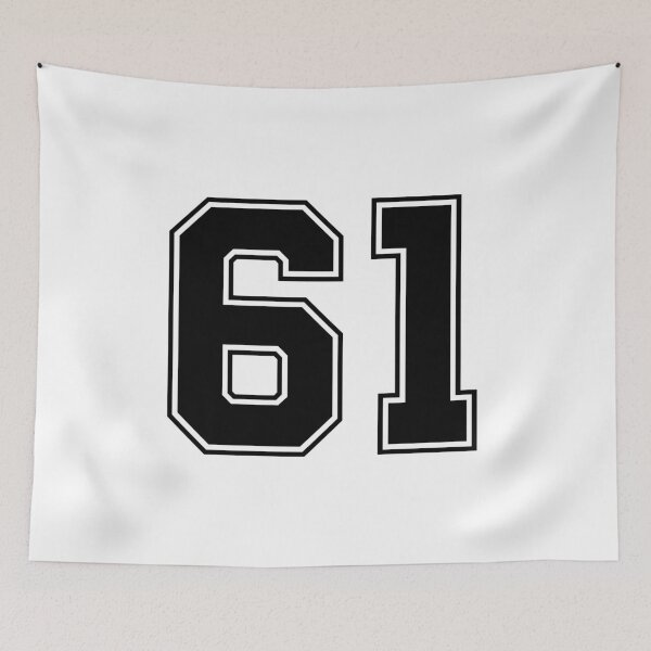 Item preview, 61 American Football Classic Vintage Sport Jersey Number in black number on white background for american football, baseball or basketball designed and sold by Marcin Adrian.