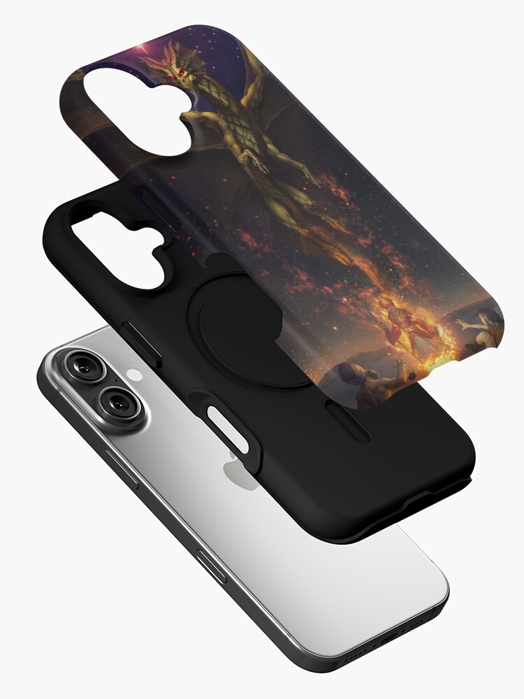 Thumbnail 2 of 4, iPhone Case, Brass Dragon reveals himself to two travelers designed and sold by Bcesart.