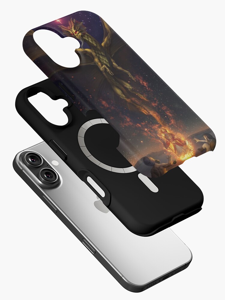 Thumbnail 2 of 4, iPhone Case, Brass Dragon reveals himself to two travelers designed and sold by Bcesart.