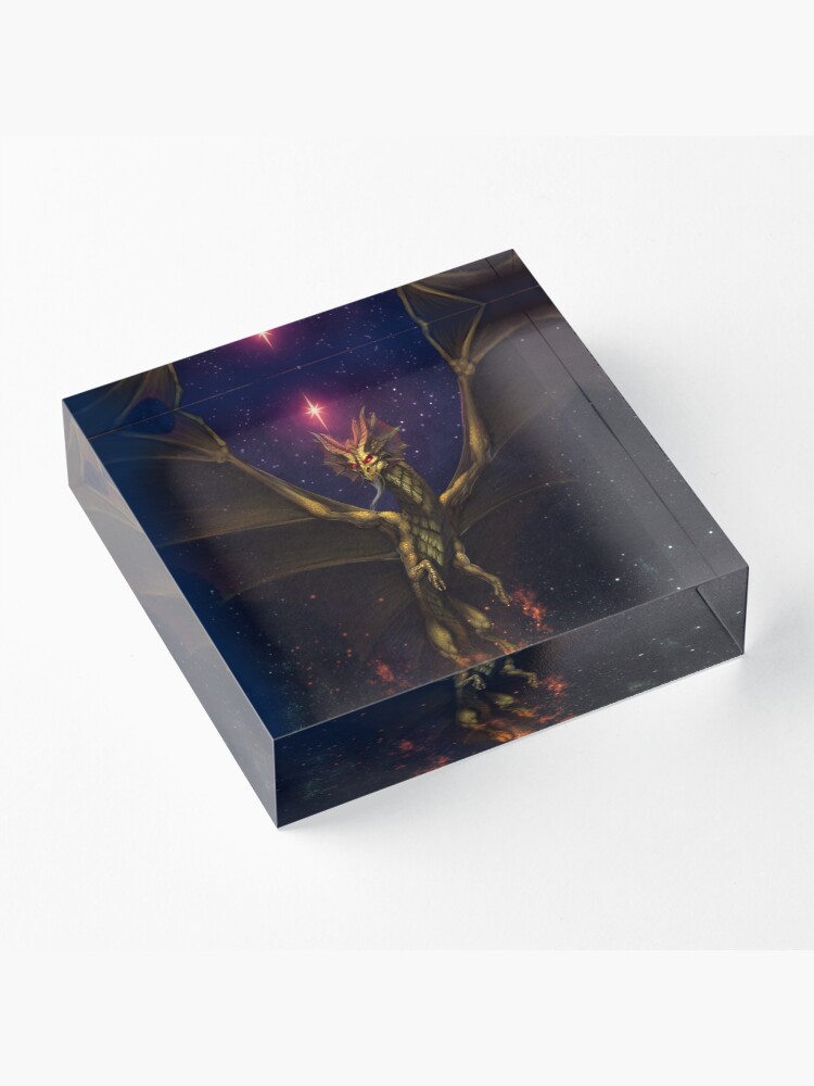 Thumbnail 3 of 5, Acrylic Block, Brass Dragon reveals himself to two travelers designed and sold by Bcesart.