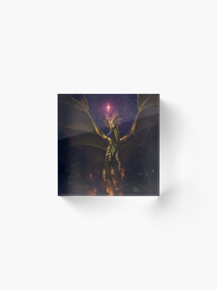 Thumbnail 2 of 5, Acrylic Block, Brass Dragon reveals himself to two travelers designed and sold by Bcesart.