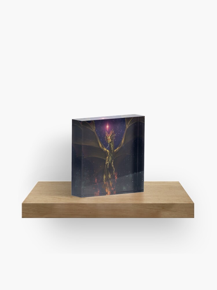 Thumbnail 1 of 5, Acrylic Block, Brass Dragon reveals himself to two travelers designed and sold by Bcesart.