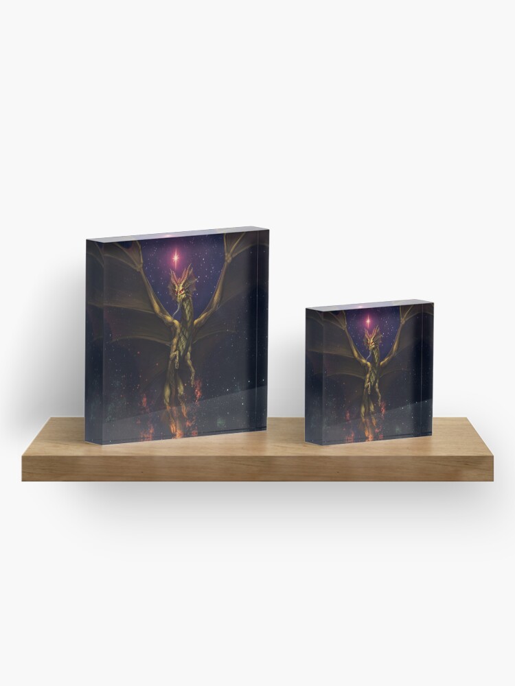 Thumbnail 4 of 5, Acrylic Block, Brass Dragon reveals himself to two travelers designed and sold by Bcesart.