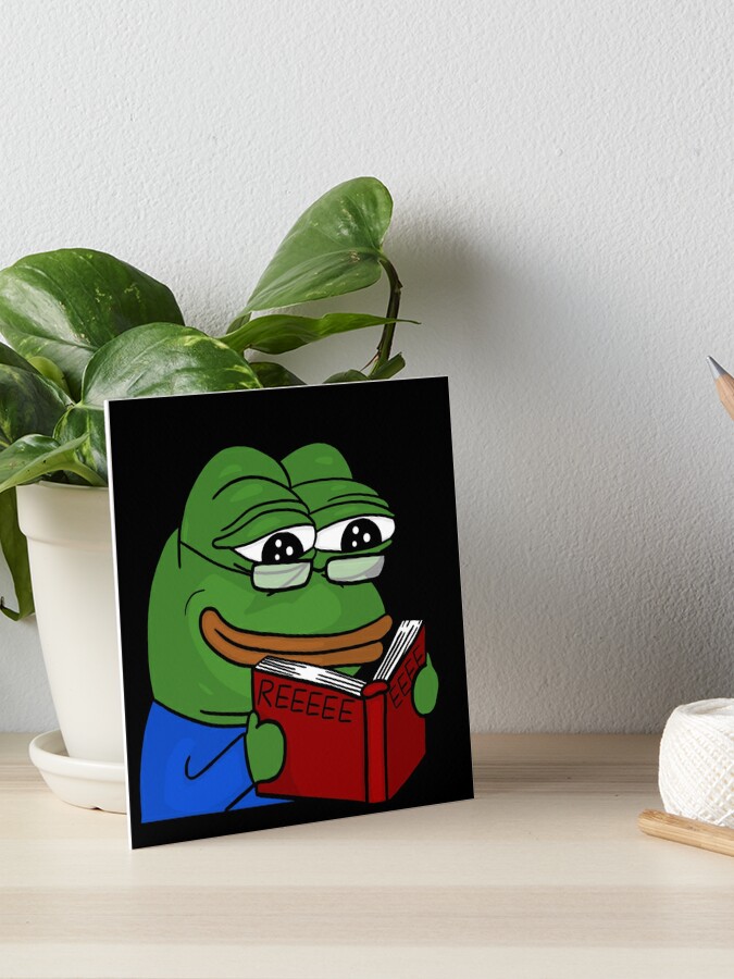 Pepe REEEEEE-ading a book Art Board Print for Sale by sivelobanova