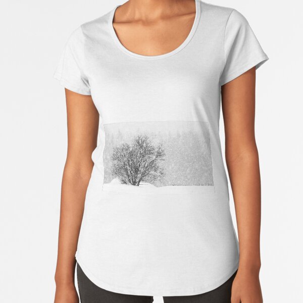 25.1.2019: Lonely Tree in Snowfall II Premium Scoop T-Shirt