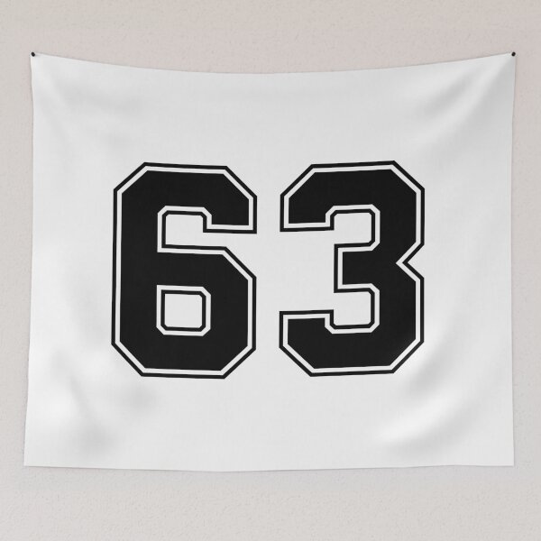 Item preview, 63 American Football Classic Vintage Sport Jersey Number in black number on white background for american football, baseball or basketball designed and sold by Marcin Adrian.