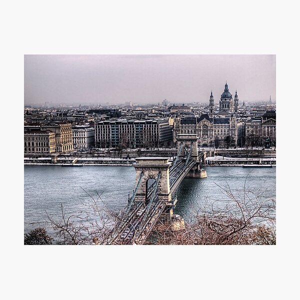 The Chain Bridge & Basilica - Budapest Photographic Print