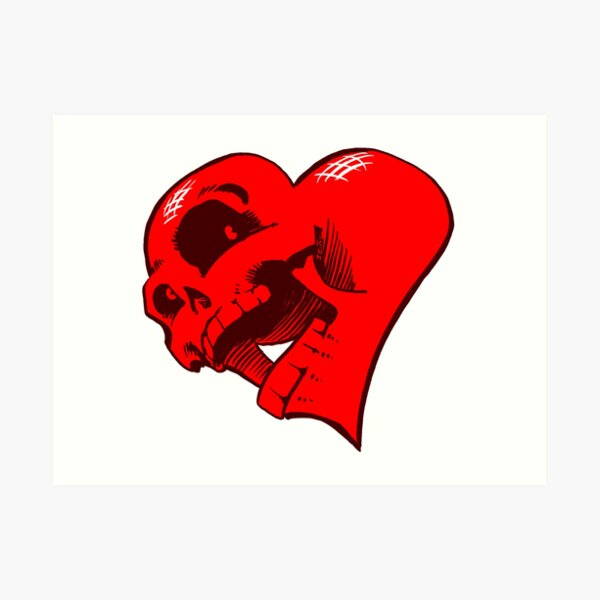 Valentine Heart Skull Loves You Art Print