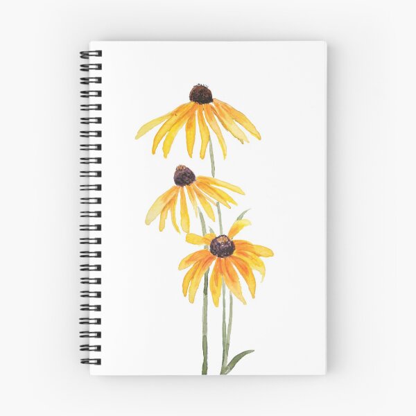 Item preview, hand painted 3 yellow black eyed Susan gloriosa daises watercolor designed and sold by ColorandColor.