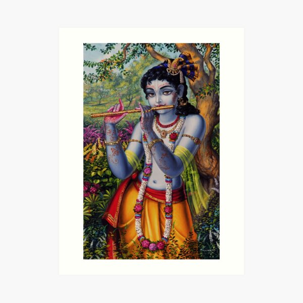 Krishna with flute Art Print