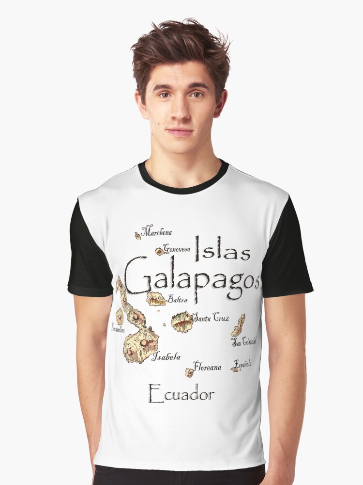 Thumbnail 1 of 5, Graphic T-Shirt, Map of the Galapagos Islands designed and sold by leeloolook.