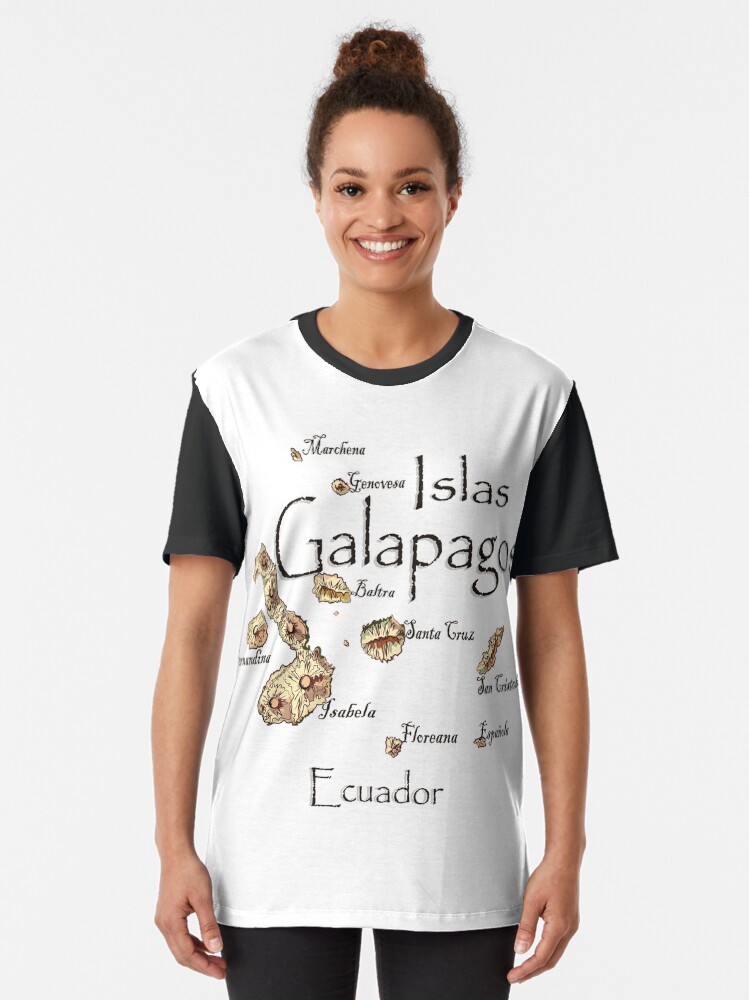 Thumbnail 2 of 5, Graphic T-Shirt, Map of the Galapagos Islands designed and sold by leeloolook.