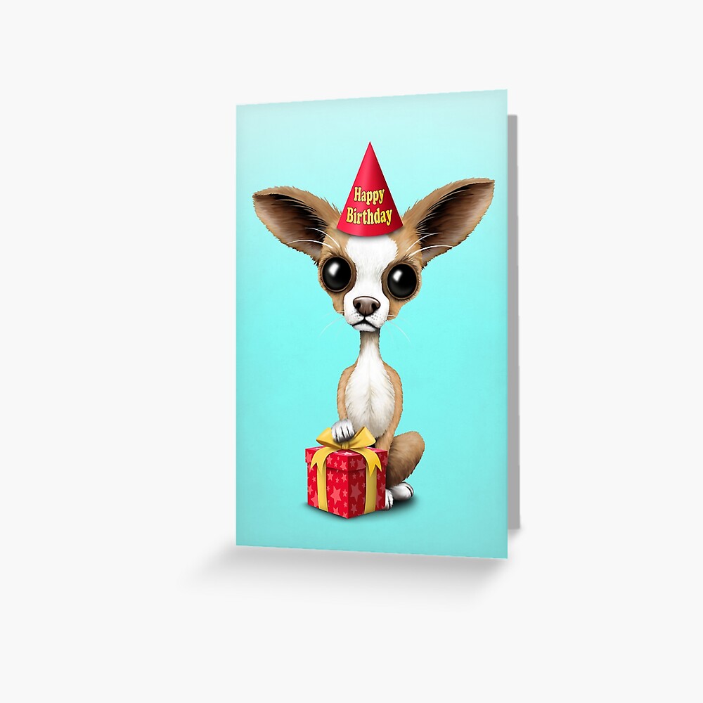 Carte De Vœux Chiot Mignon Joyeux Anniversaire Chihuahua Par Jeffbartels Redbubble