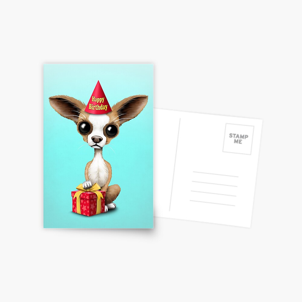 Carte De Vœux Chiot Mignon Joyeux Anniversaire Chihuahua Par Jeffbartels Redbubble