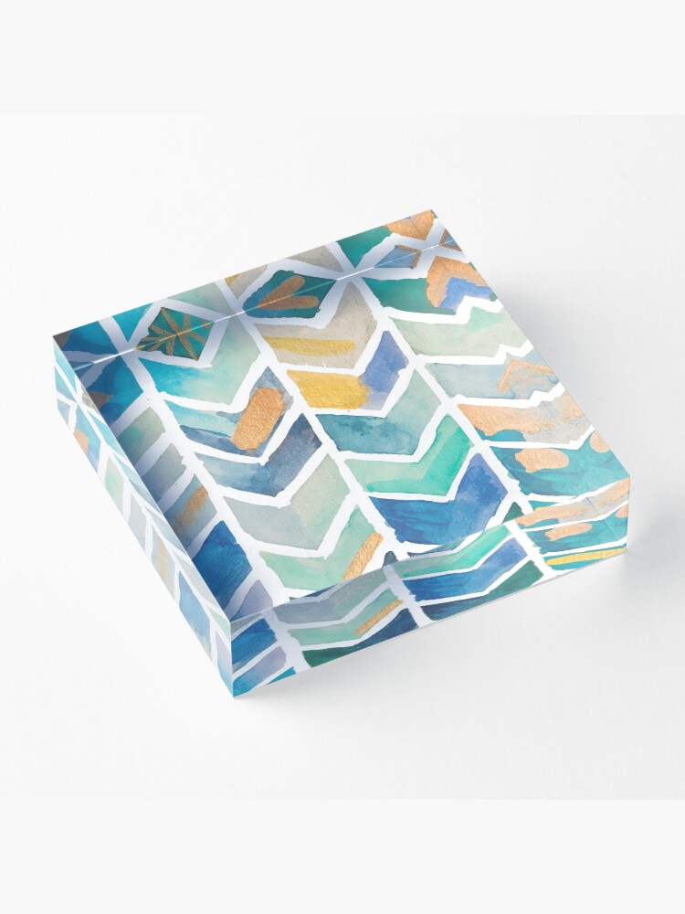 Alternate view of Freehand Watercolor Chevron Pattern Acrylic Block