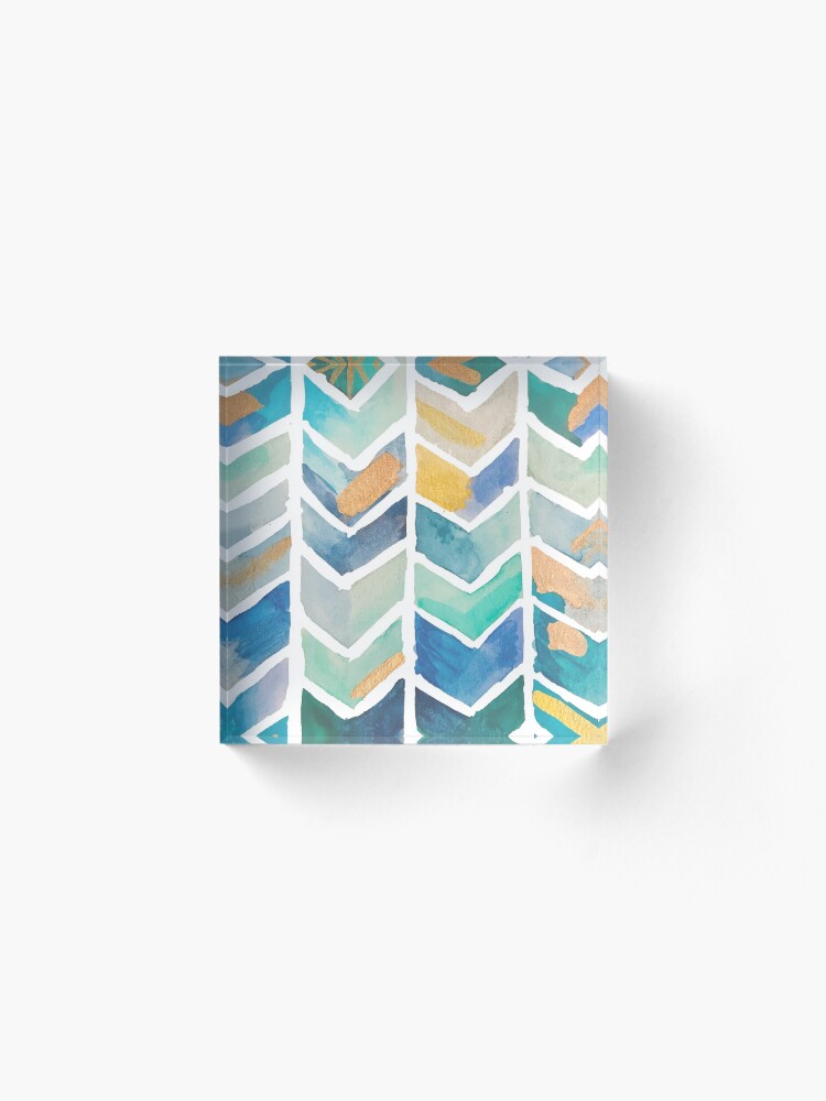 Alternate view of Freehand Watercolor Chevron Pattern Acrylic Block